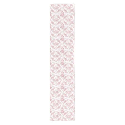 刻エレガントみピンクと白のフローラ ショートテーブルランナー (正面)