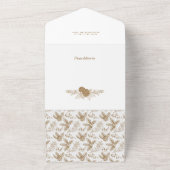 刻エレガントみ金ゴールドクリスマスフローラ5 – 写真 オールインワン招待状 (外側)