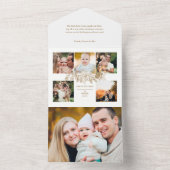 刻エレガントみ金ゴールドクリスマスフローラ5 – 写真 オールインワン招待状 (内側)