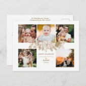 刻エレガントみ金ゴールドクリスマスフローラ5 – 写真 シーズンポストカード (正面/裏面)