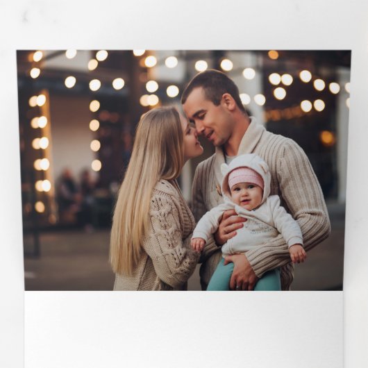 刻エレガントみ金ゴールドクリスマスフローラ5 – 写真 三つ折りクリスマスカード (内部最初)