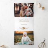 刻エレガントみ金ゴールドクリスマスフローラ5 – 写真 三つ折りクリスマスカード (内部)