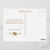 刻エレガントみ金ゴールドクリスマスフローラ5 – 写真 箔シーズンポストカード (裏面)