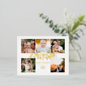 刻エレガントみ金ゴールドクリスマスフローラ5 – 写真 箔シーズンポストカード (立ち正面)