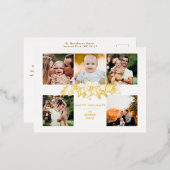 刻エレガントみ金ゴールドクリスマスフローラ5 – 写真 箔シーズンポストカード (正面/裏面)