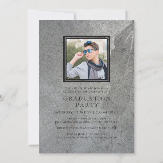 刻フォーマル石2枚写真卒業パーティー 招待状 (裏面)