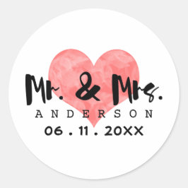 刻印されたハートミスター結婚・ミセスのデート ラウンドシール