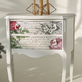 刻印されたフローラフランスのスクリプトEphemera Decompage 薄葉紙