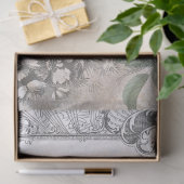 刻印されたフローラフランスのスクリプトEphemera Decompage 薄葉紙 (ギフト)