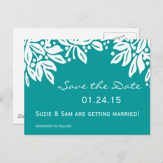 刻印されたフローラ結婚のパターン 案内ポストカード (正面/裏面)