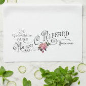 刻印されたヴィンテージフランスのタイポグラフィ キッチンタオル (折り畳み)