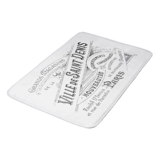 刻印されたヴィンテージフランスのタイポグラフィ バスマット (アングル)