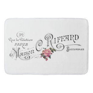 刻印されたヴィンテージフランスのタイポグラフィ バスマット