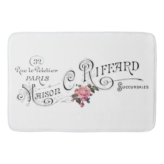 刻印されたヴィンテージフランスのタイポグラフィ バスマット (正面)