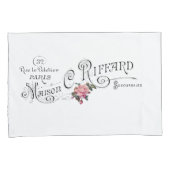 刻印されたヴィンテージフランスのタイポグラフィ 枕カバー (正面右)