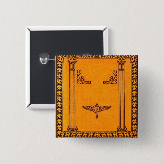 刻印された古い表紙の背景 缶バッジ (正面&裏面)