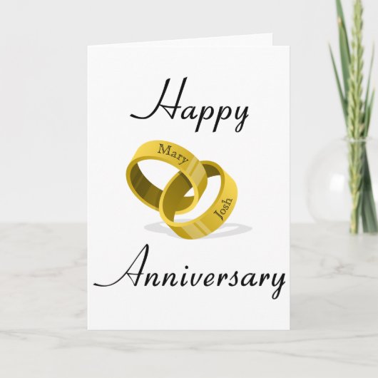 刻印された名前の相互にロックする結婚指輪 カード (正面)