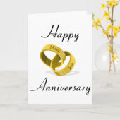 刻印された名前の相互にロックする結婚指輪 カード (黄色い花)