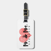 刻印された素朴ハートミスター&ミセス・モノグラム ラゲッジタグ (正面縦)