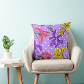 刻印インクアートパープルワイルドフローラルヴィンテージ模様 クッション (椅子)