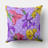 刻印インクアートパープルワイルドフローラルヴィンテージ模様 クッション (裏面)