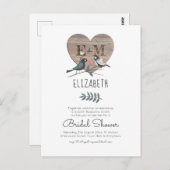 刻印ハートウッドラ結婚ンドブライダルシャワー ポストカード (正面/裏面)