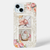 刻印ピンク色のガーリーフローラ2枚フォト Case-Mate iPhoneケース (裏面)