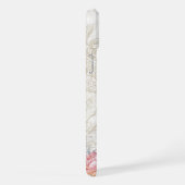 刻印ピンク色のガーリーフローラ2枚フォト iPhoneケース (右側面)