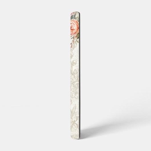 刻印ピンク色のガーリーフローラ2枚フォト SAMSUNG GALAXYケース (左側面)