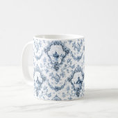 刻印フローラトイルと風車とボート – 青 コーヒーマグカップ (正面左)