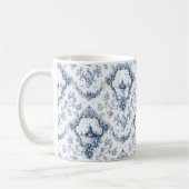 刻印フローラトイルと風車とボート – 青 コーヒーマグカップ (左)