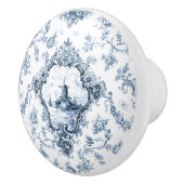 刻印フローラトイルと風車とボート – 青 セラミックノブ (右)