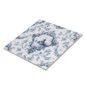 刻印フローラトイルと風車とボート – 青 タイル (側面)