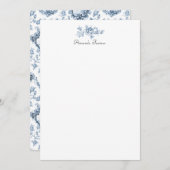 刻印フローラトイルと風車とボート – 青 ノートカード (正面/裏面)