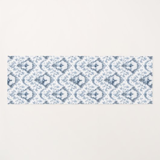 刻印フローラトイルと風車とボート – 青 ヨガマット (正面(横))