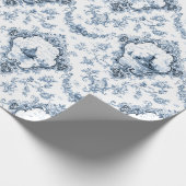 刻印フローラトイルと風車とボート – 青 ラッピングペーパー (角)