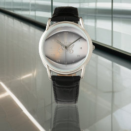 刻印モノグラム模様のつや消し鋼 腕時計