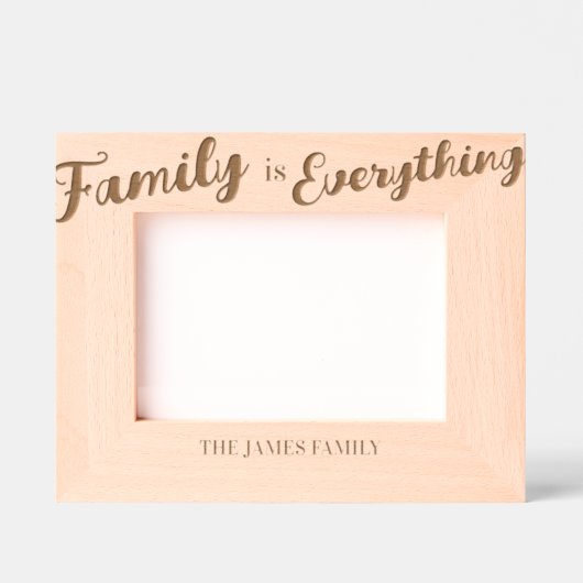 刻印「家族は全て」写真枠 レーザー彫刻フレーム (正面)