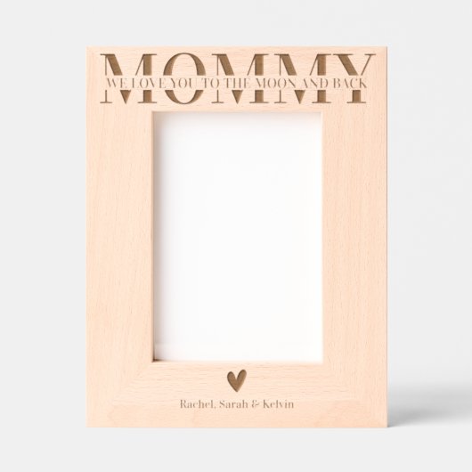 刻印「We Love You Mommy」家族写真フレーム レーザー彫刻フレーム (正面)