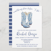 前に何か青い！カウボーイブライダルシャワー 招待状 (正面/裏面)