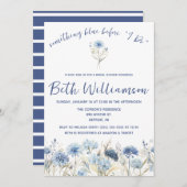 前に何か青い！モダンブライダルシャワー 招待状 (正面/裏面)