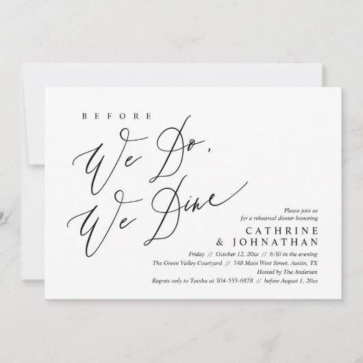 前に、我々はリハーサル結婚ディナーを食べる 招待状 (正面)