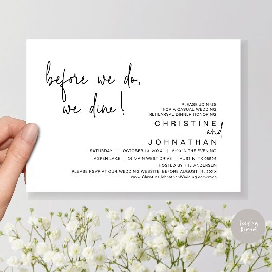 前に、我々は食事、リハーサルの夕食、黒 招待状