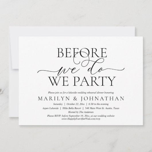 前に、我々パーティーのリハ結婚ーサルディナー 招待状 (正面)