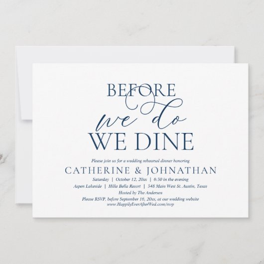 前に、私たちはリハーサル結婚ディナーを食べる 招待状 (正面)