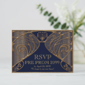 前にPROM RSVP、素晴らしいGatsbyの海軍の金ゴールド 招待状 (スタンド正面)