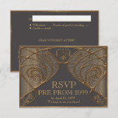 前にPROM RSVP、素晴らしいGatsbyの灰色の金ゴールド 招待状 (正面/裏面)