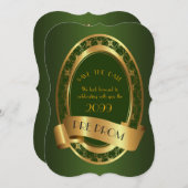 前にPromJuniorの素晴らしいプロム、エメラルドグリーン、金ゴールド セーブザデート (正面/裏面)