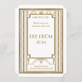 前にPromJunior、素晴らしいGatsbyの白い金ゴールド セーブザデート