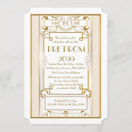 前にPromJunior、素晴らしいGatsbyの白い金ゴールド セーブザデート